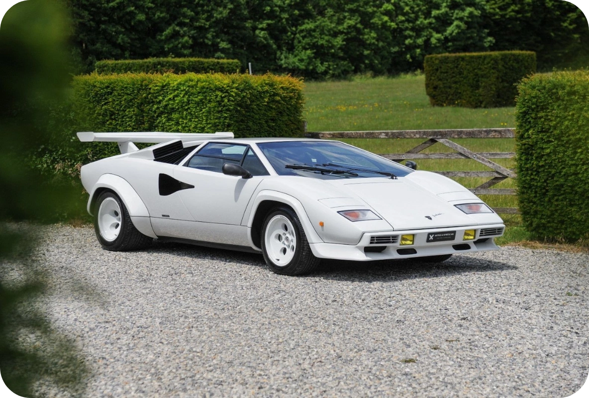 White Lamborghini Countach as Classic Car Loan Collateral