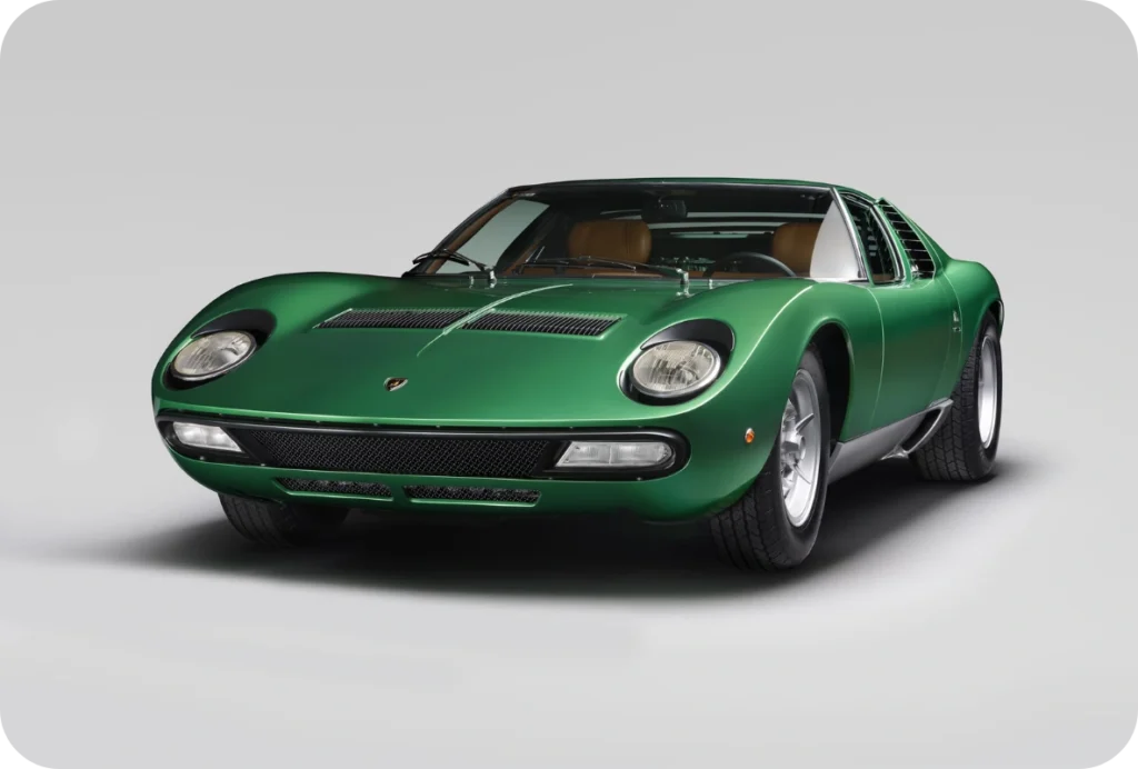Green Lamborghini Miura as Classic Car Loan Collateral