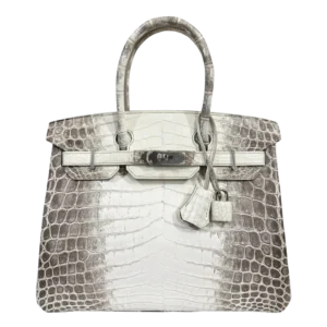 White and grey Himalaya crocodile Hermès Birkin bag with palladium hardware