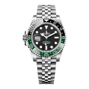 Stainless steel Rolex GMT-Master II with a green and black bezel