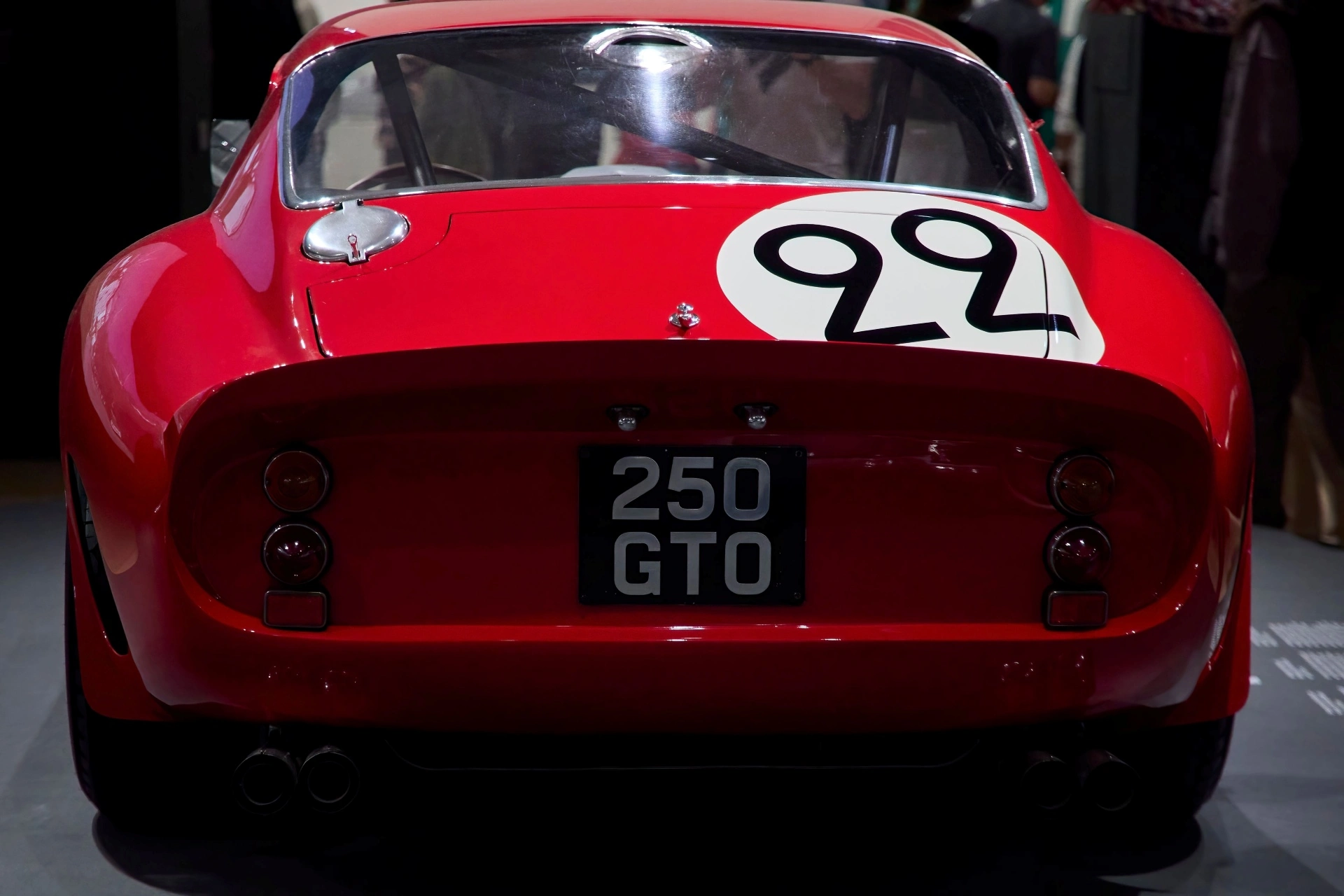 Rear view of a Ferrari 250 GTO, one of the world's most valuable collector cars