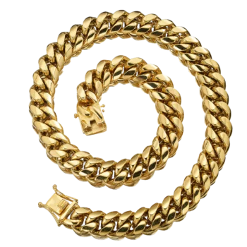 14k Yellow Gold Solid Miami Cuban Link Chain