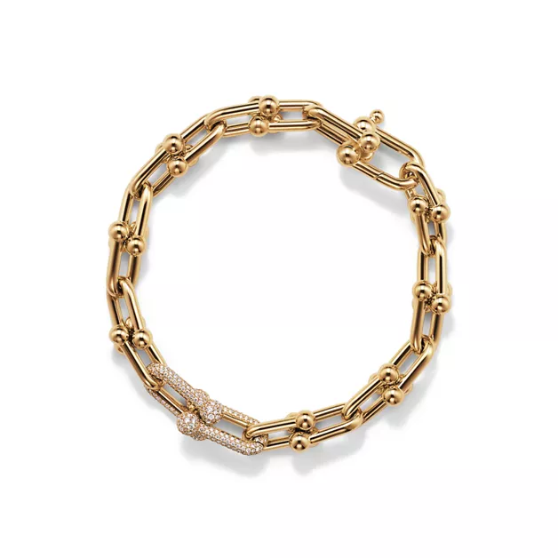 Tiffany HardWear Medium Link Bracelet in Yellow Gold with Diamonds