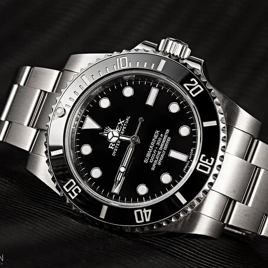 Black dial Rolex Submariner luxury dive watch with Oyster bracelet